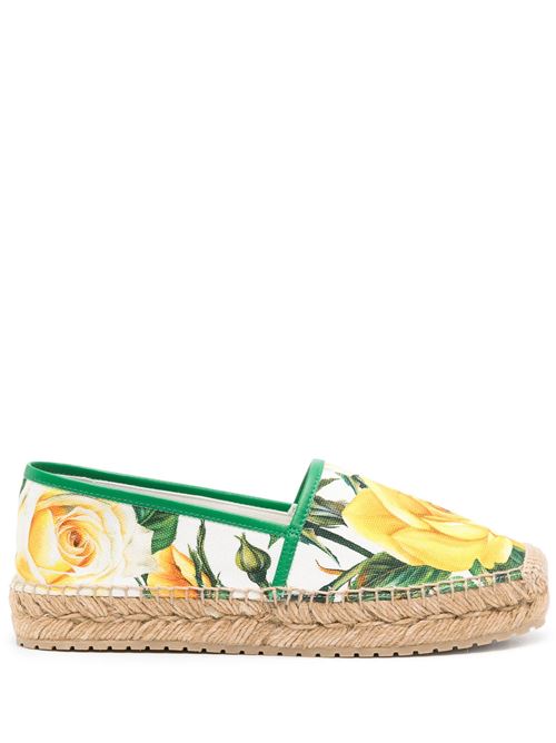 white/multicolour cotton canvas floral print slip-on Dolce & Gabbana | CE0119AR842HA3VO